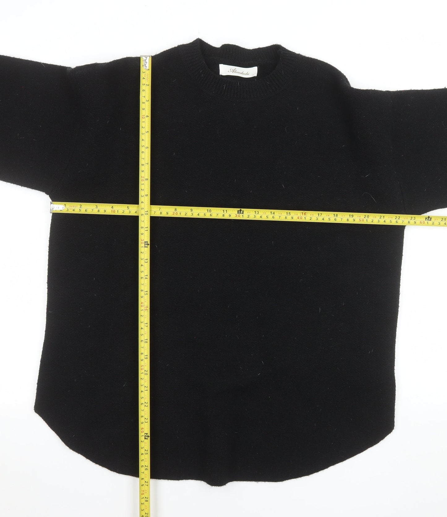 Alcedudu Women’s Black Crew Neck Knit Pullover Jumper Size L