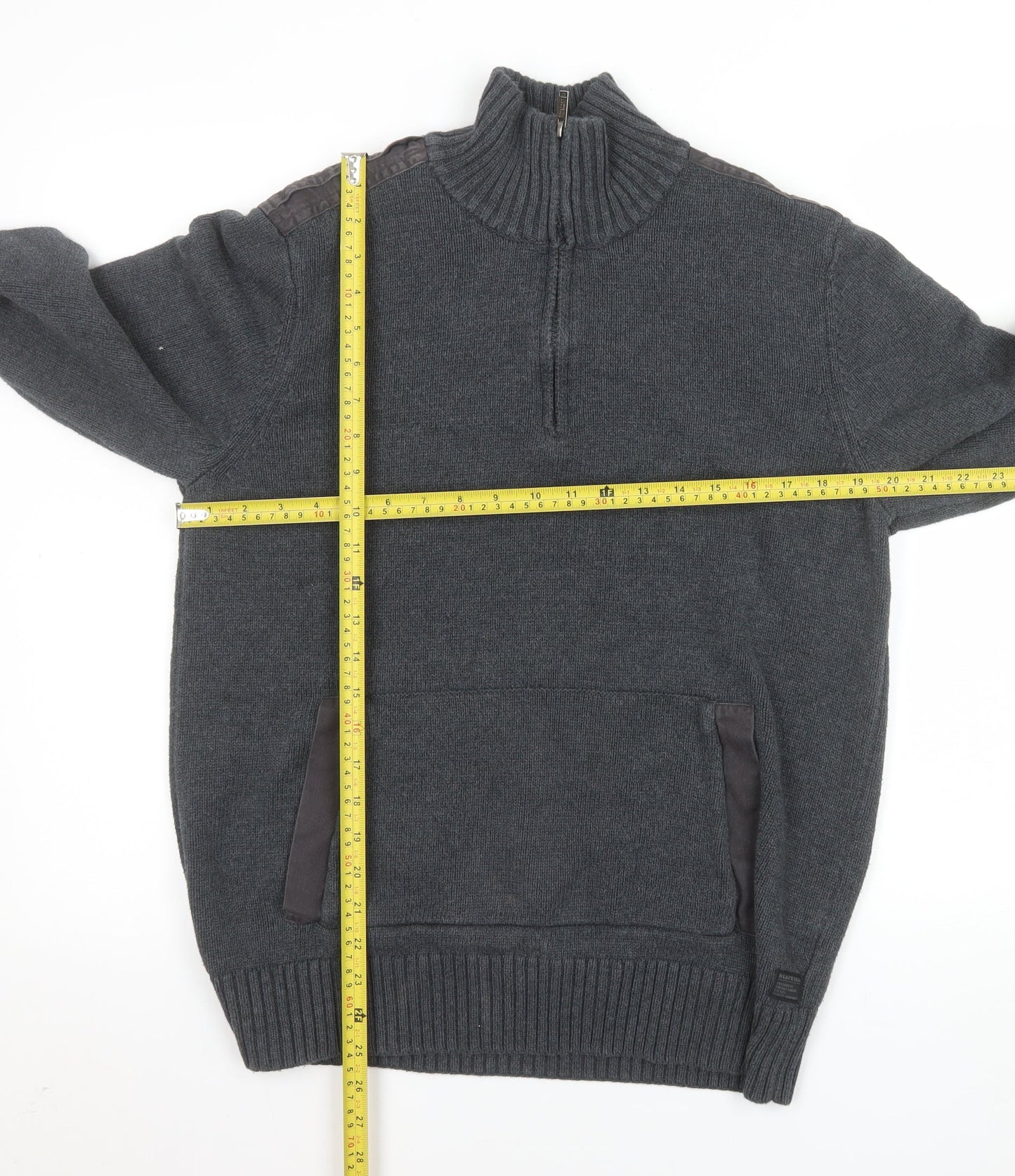 Firetrap Blackseal Men's Grey XL 1/2 Zip Knit Sweatshirt