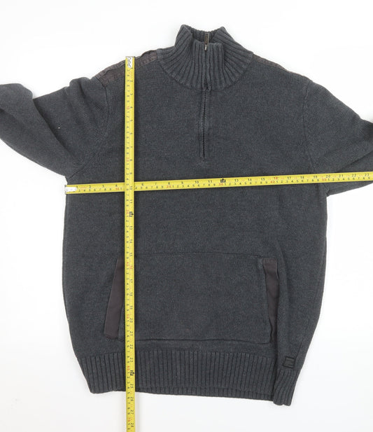 Firetrap Blackseal Men's Grey XL 1/2 Zip Knit Sweatshirt