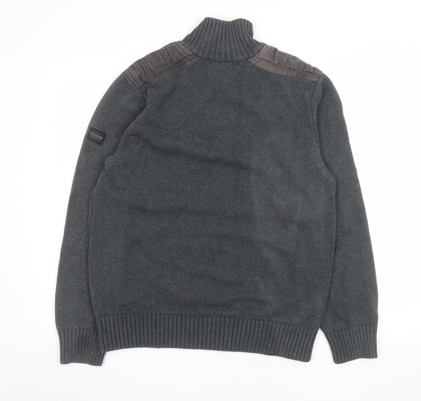 Firetrap Blackseal Men's Grey XL 1/2 Zip Knit Sweatshirt