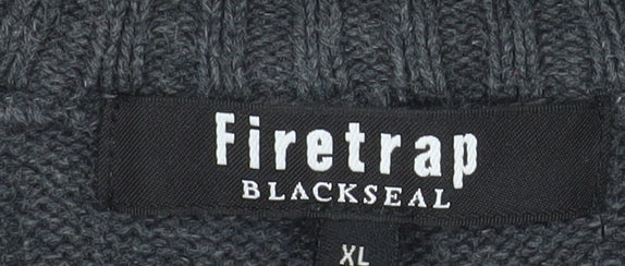 Firetrap Blackseal Men's Grey XL 1/2 Zip Knit Sweatshirt
