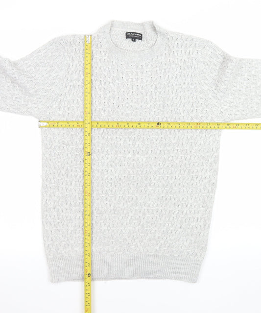 Clayton Men's Grey Cable Knit Pullover Jumper Size S