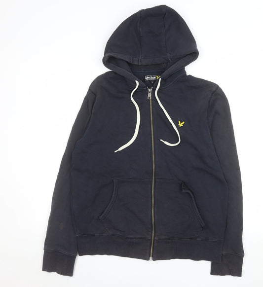 Lyle & Scott Men's Blue Full Zip Hooded Cotton Jacket Size L