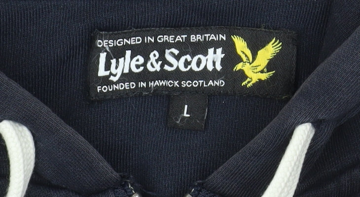 Lyle & Scott Men's Blue Full Zip Hooded Cotton Jacket Size L