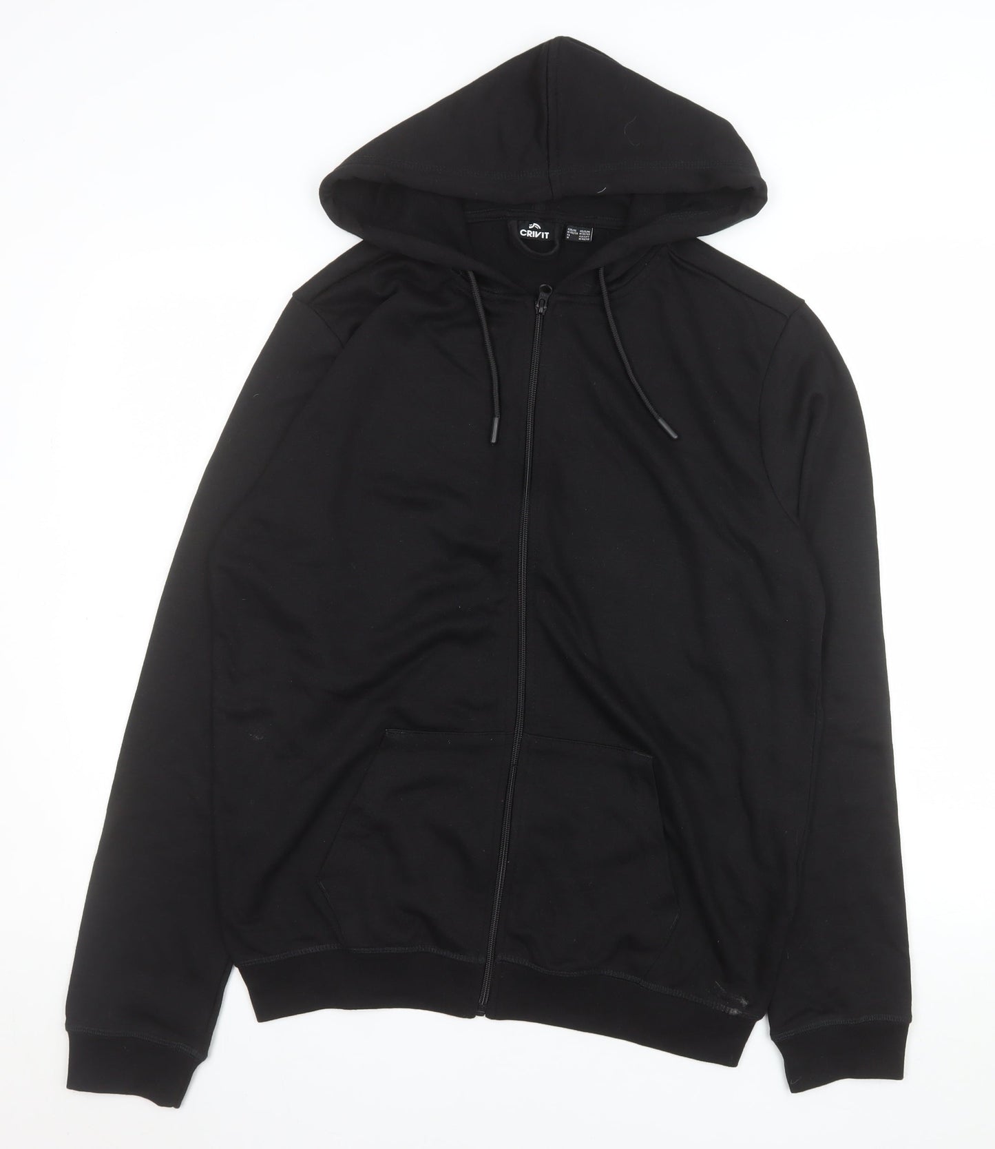 Crivit Men's Black M Full Zip Hooded Jacket with Pockets