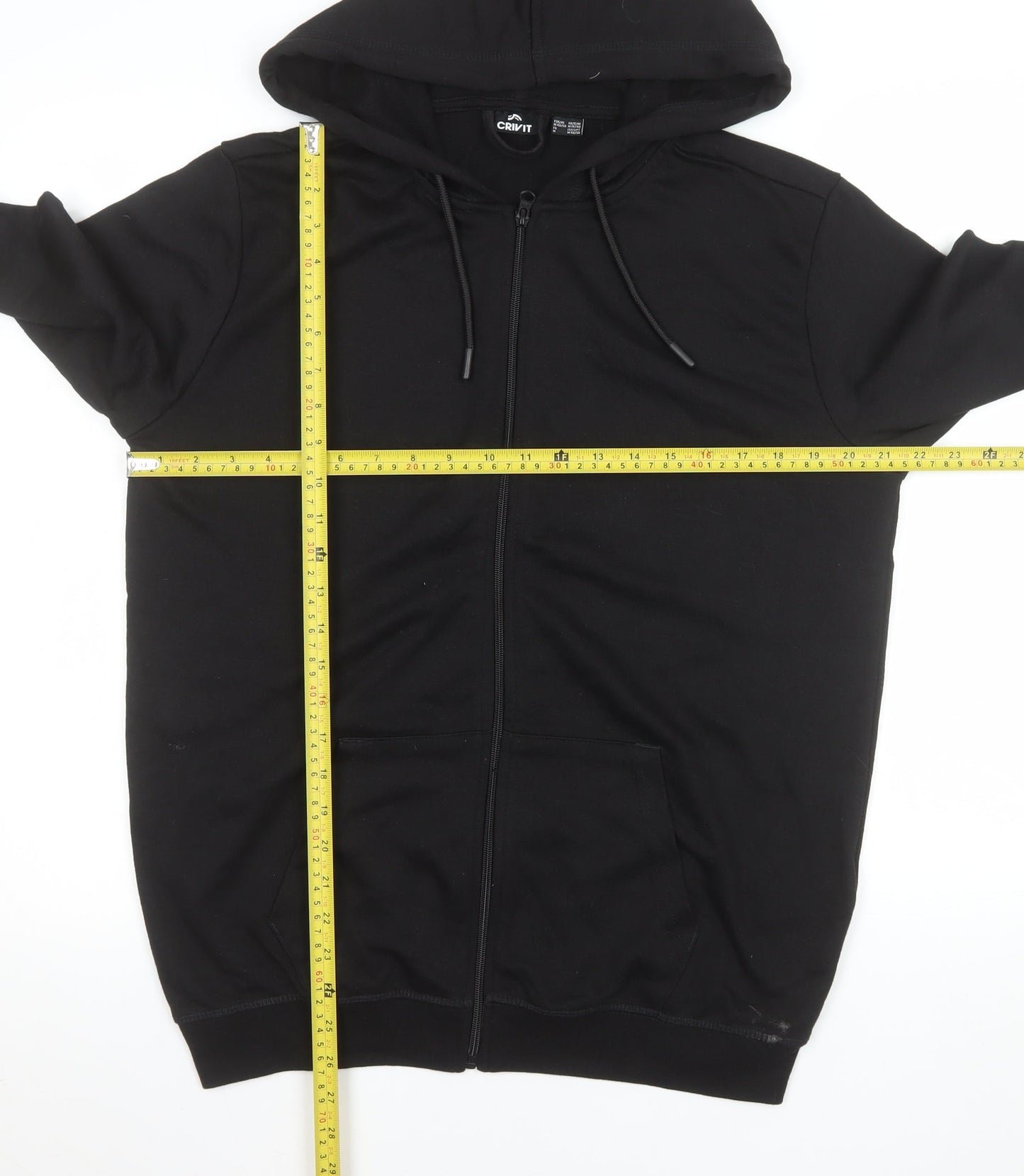 Crivit Men's Black M Full Zip Hooded Jacket with Pockets