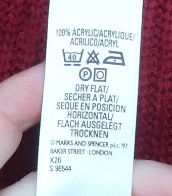Marks and Spencer Womens Red Roll Neck Acrylic Jumper Size 10