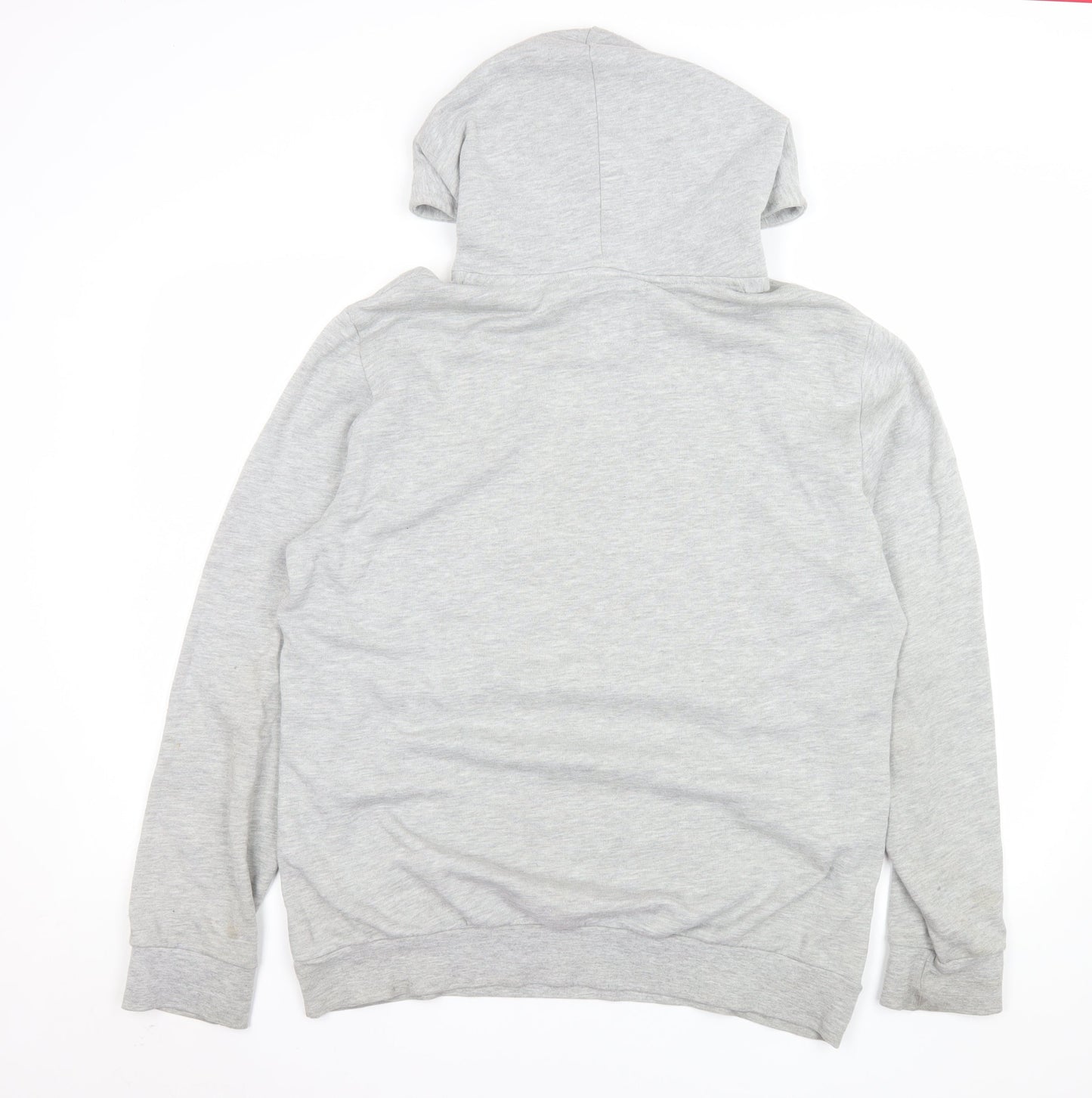 Bershka Mens Grey Graphic 'The Black Bear' Pullover Hoodie Size L