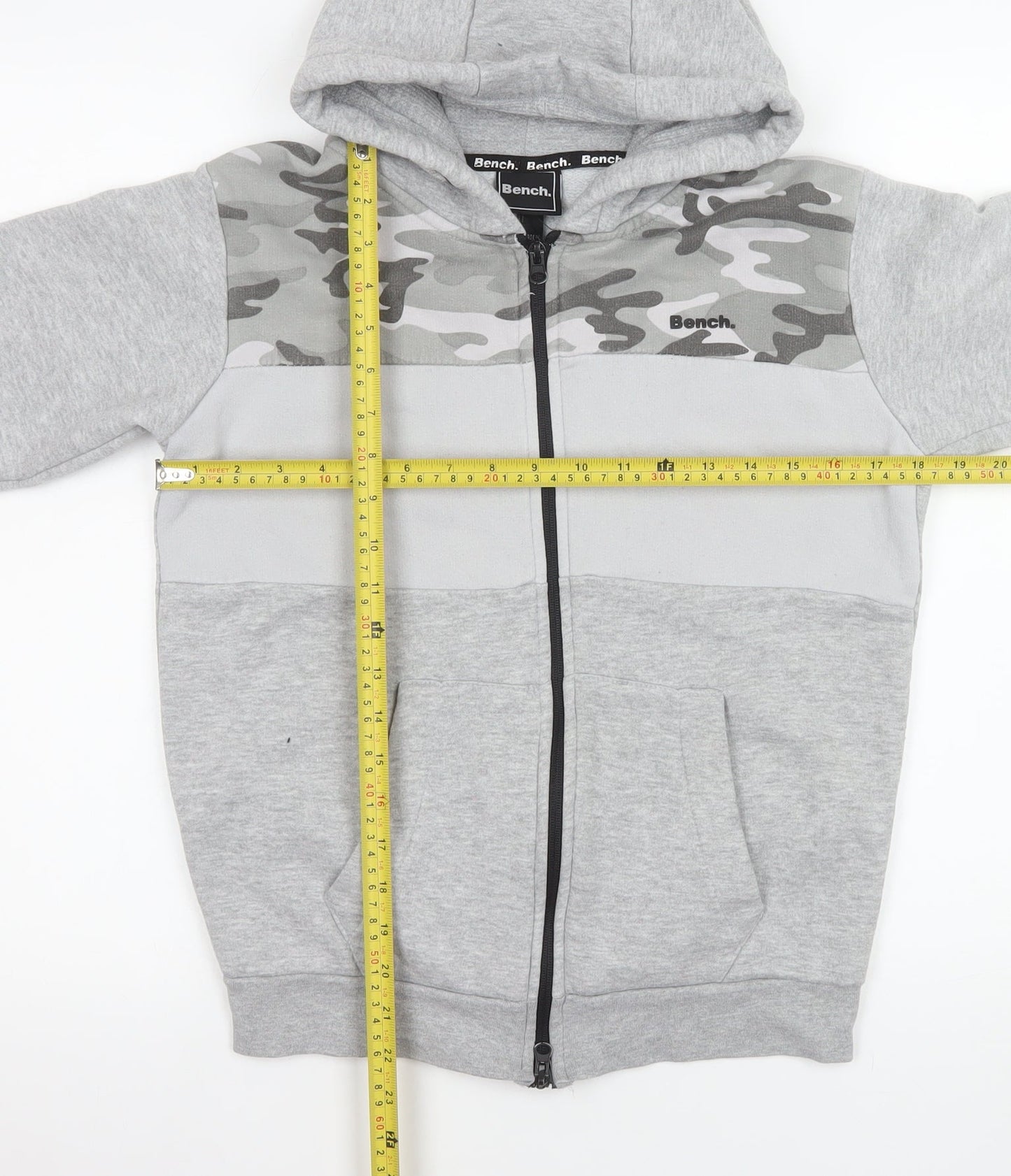Bench Boys Grey Camo Hooded Full Zip Track Jacket 11-12 Years