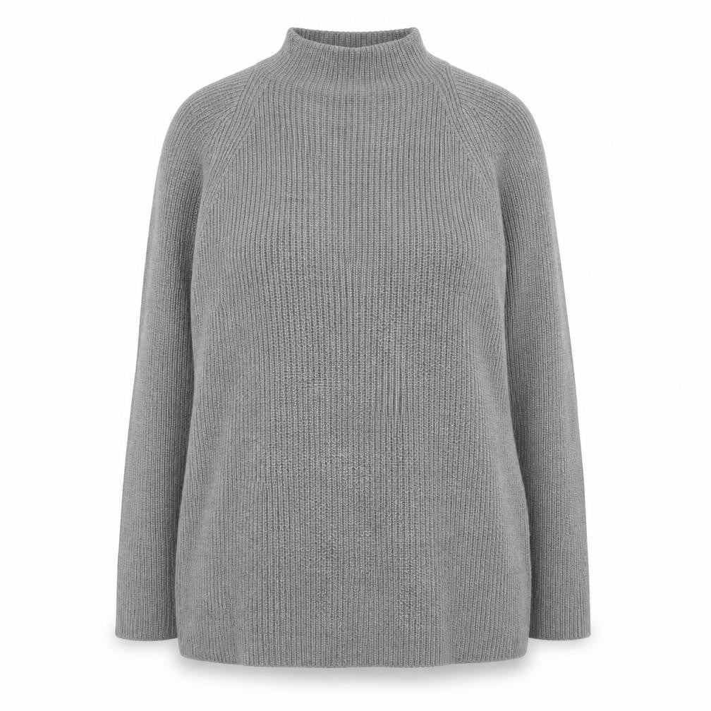 Yours Womens Grey Plus Size 18-20 Mock Neck Chunky Knit Jumper