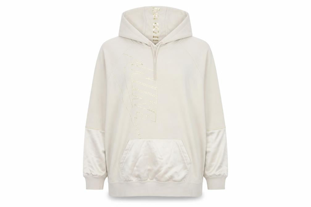 Nike Women’s Beige Hooded Pullover Sweatshirt XL Gold Logo