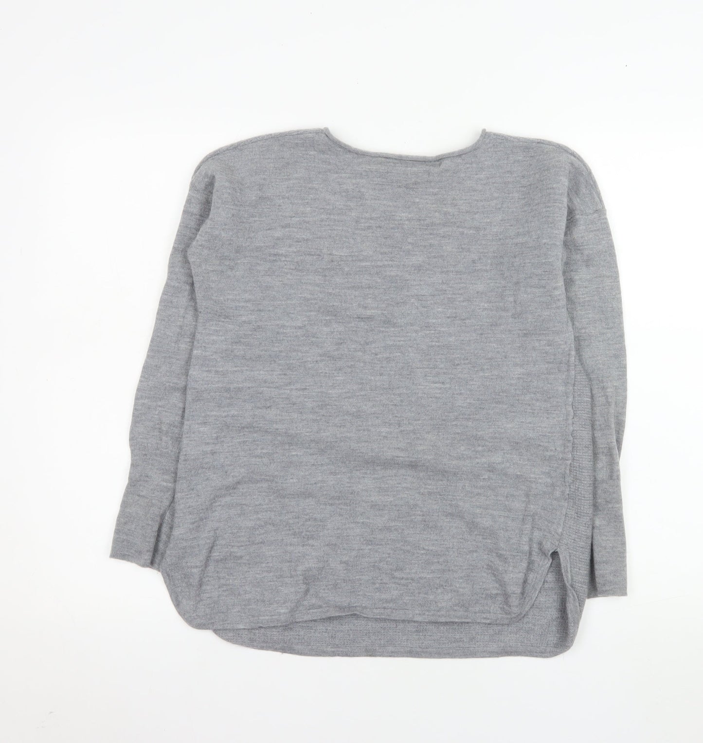 Max Studio Womens Grey 100% Merino Wool Long Sleeve Pullover Jumper L