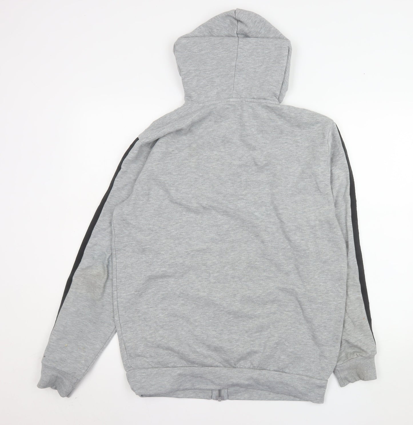 Adidas Men Grey Full Zip Hooded Jacket M Basic Sportswear
