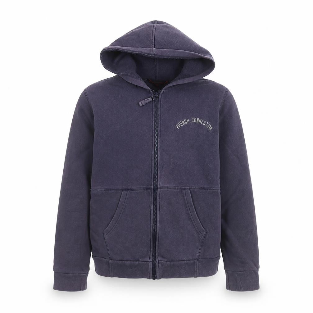 Front view of French Connection girls’ purple hooded full zip fleece jacket age 12