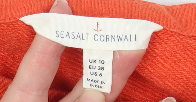 Seasalt Cornwall Women's Orange Cotton Pullover Sweatshirt UK 10