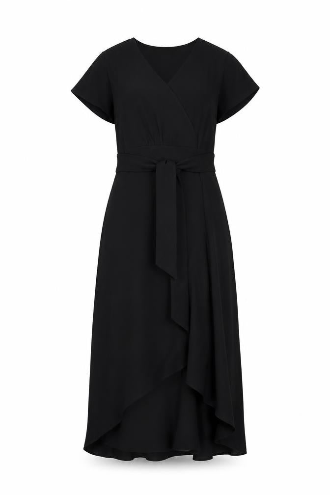 Concert Wardrobe Women's Black Midi Wrap Dress Size M