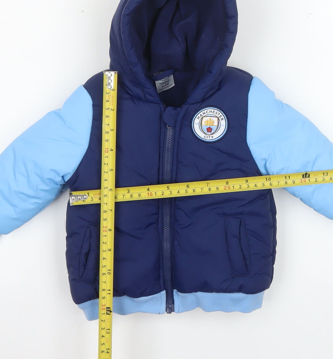 Manchester City Unisex Baby Blue Puffer Jacket 6-9 Months Nylon Winter Coat
