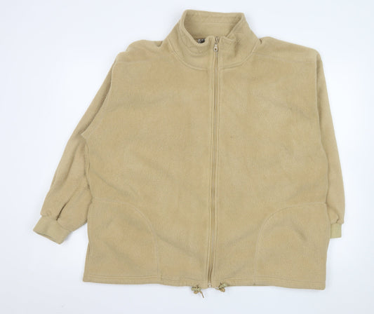 Casuals Men Beige Fleece Full Zip Lightweight Jacket M/L