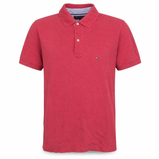 Tommy Hilfiger Men's Red Cotton Short Sleeve Polo Shirt M