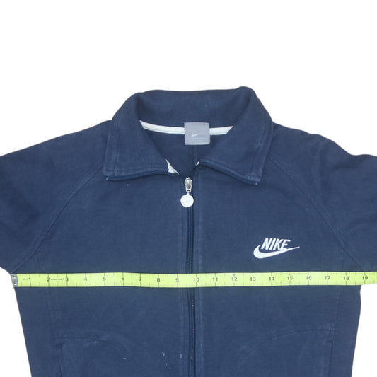 Nike Women's Blue Track Jacket M Full Zip Cotton Blend