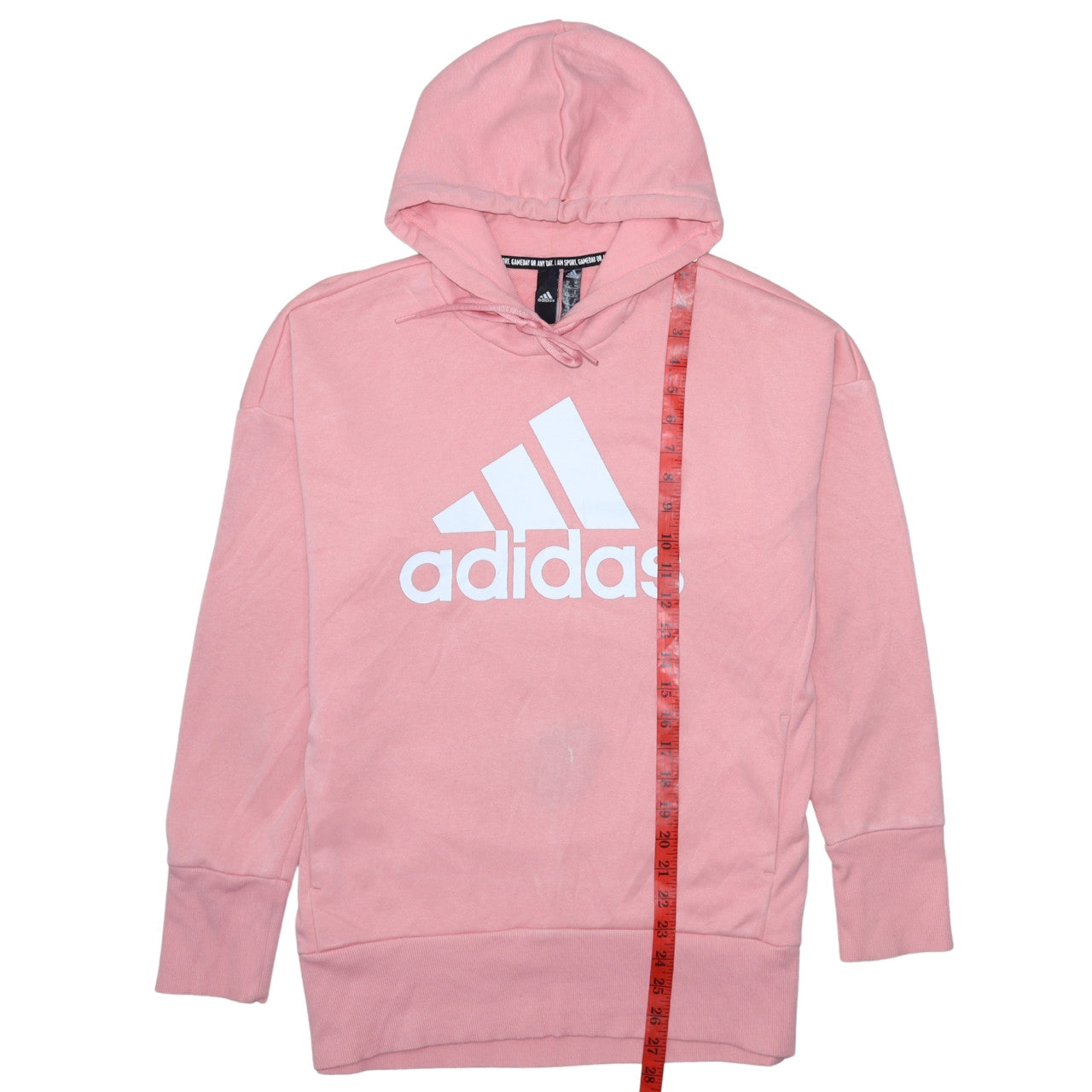 Adidas Womens Pink Pullover Hoodie M 12-14 Logo Cotton Blend
