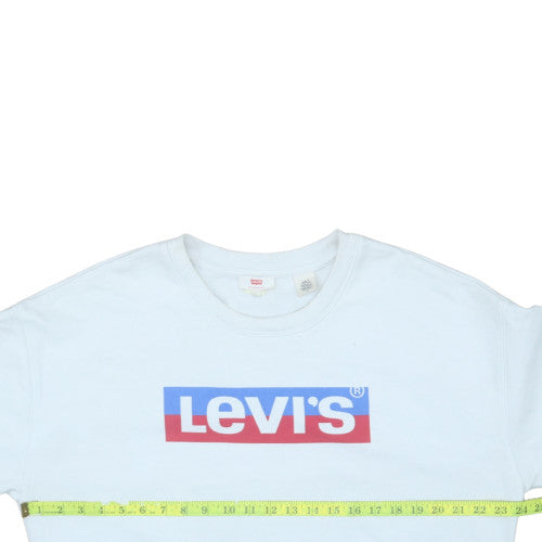 Levi's Women's White Logo Crew Neck Pullover Sweatshirt Size S