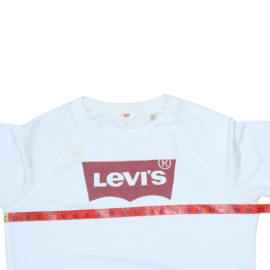 Levi's Women's White Logo Crew Neck Pullover Sweatshirt M