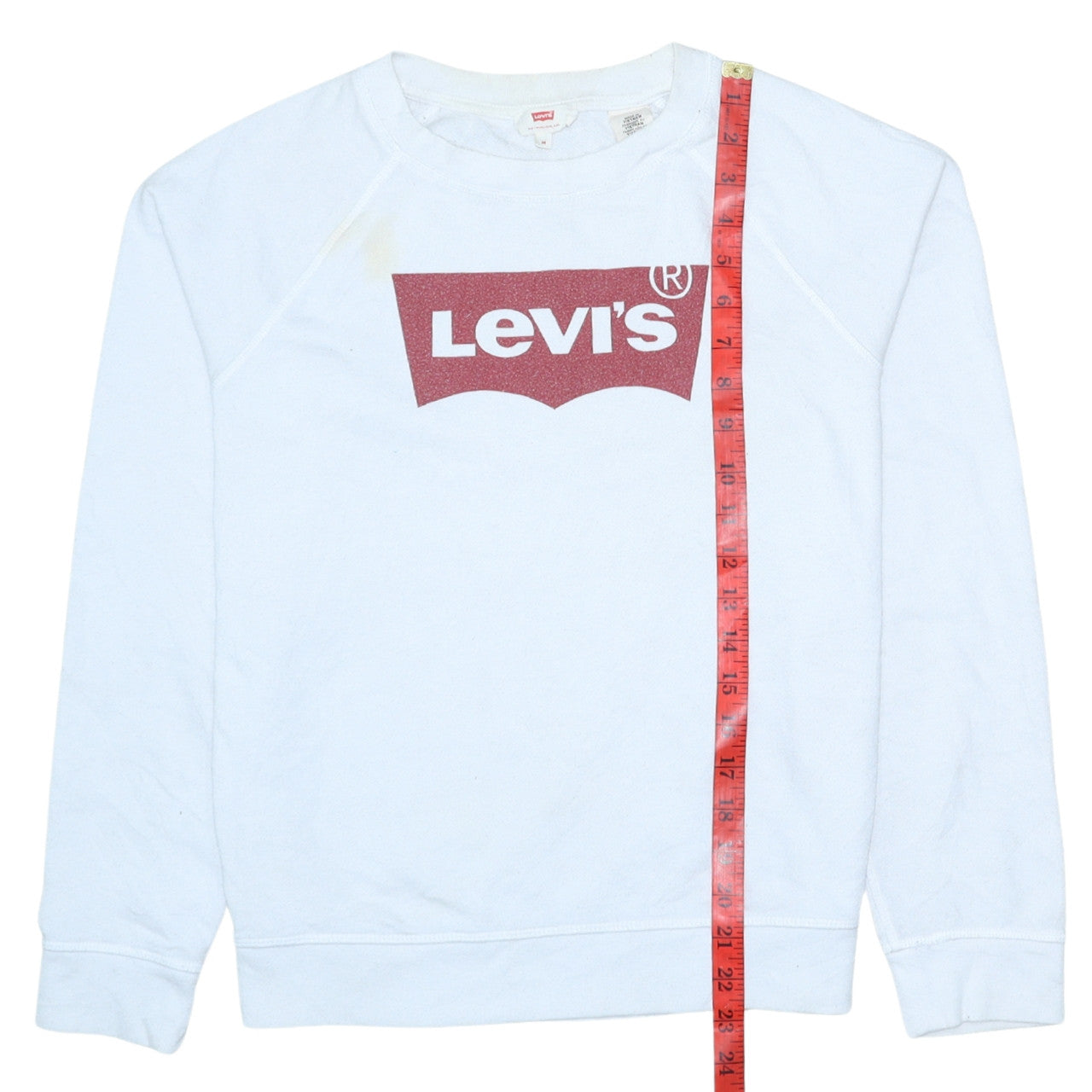 Levi's Women's White Logo Crew Neck Pullover Sweatshirt M