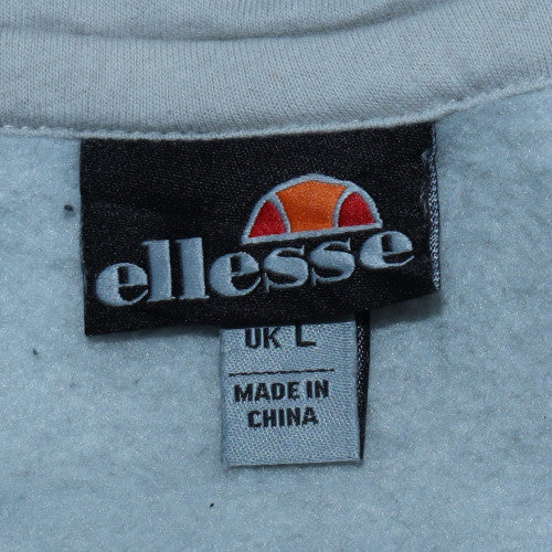 Ellesse Mens Grey Pullover Hoodie L Logo Sports Fleece Sweatshirt