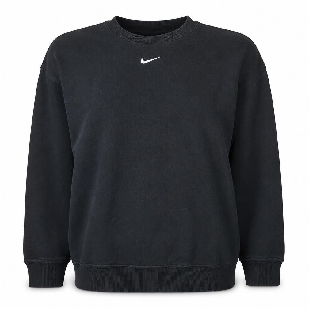 Nike Women's Black Small Pullover Sweatshirt Cotton Blend Logo Crew Neck
