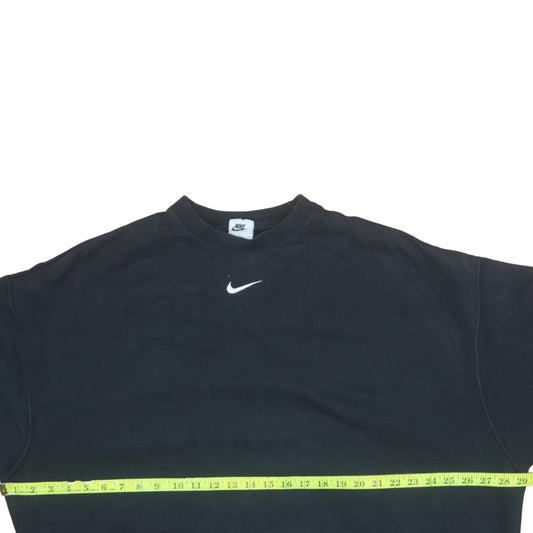 Nike Women's Black Small Pullover Sweatshirt Cotton Blend Logo Crew Neck