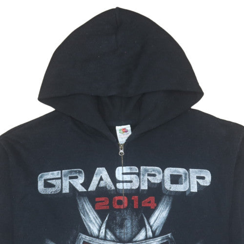 Fruit of the Loom Men's Black Graspop Metal Meeting 2014 Half Zip Hoodie L