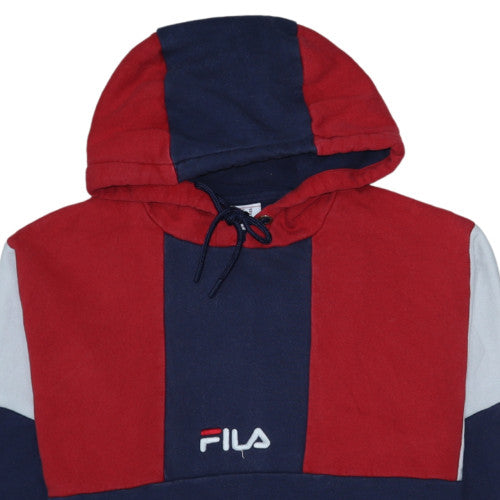 FILA Women’s Navy Red Colourblock Pullover Hoodie M