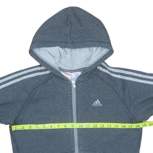 Adidas Boys Grey Full Zip Hoodie 152cm Fleece Sports Sweatshirt
