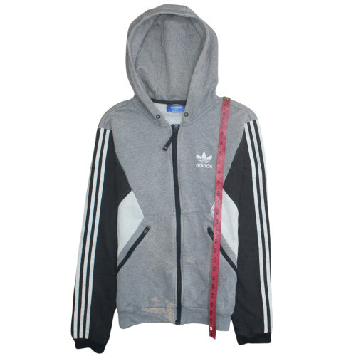 adidas Men’s Grey Full Zip Hoodie Size S Sports Fleece Sweatshirt