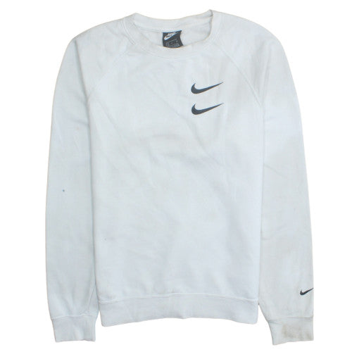 Nike Women White Small Pullover Sweatshirt with Double Logo