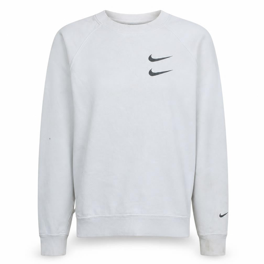 Nike Women White Small Pullover Sweatshirt with Double Logo