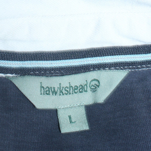 Hawkshead Men's Blue Long Sleeve Cotton Polo Shirt Size L
