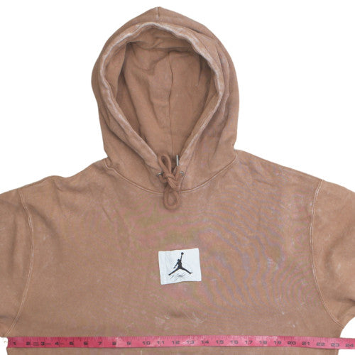 Jordan Women’s Brown Pullover Hoodie M Washed Cotton Blend Logo