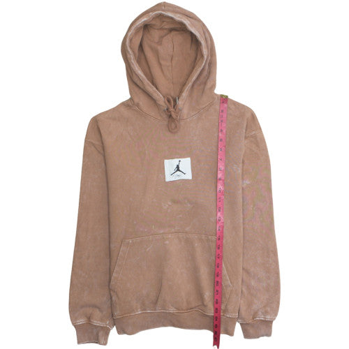 Jordan Women’s Brown Pullover Hoodie M Washed Cotton Blend Logo