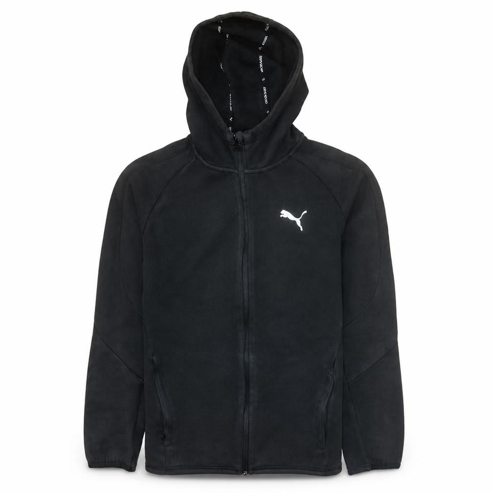 Front view of Puma boys’ black full zip hoodie 15-16 years fleece hooded sweatshirt
