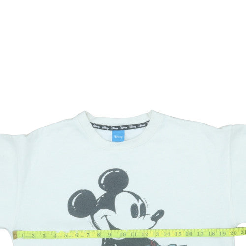 Disney Women's White Mickey Mouse Classic Crew Neck Sweatshirt Size S