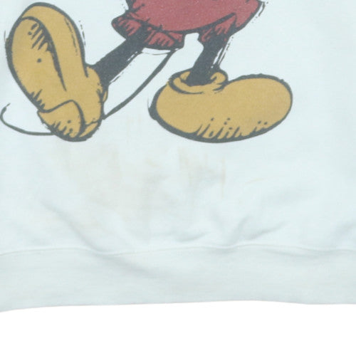 Disney Women's White Mickey Mouse Classic Crew Neck Sweatshirt Size S