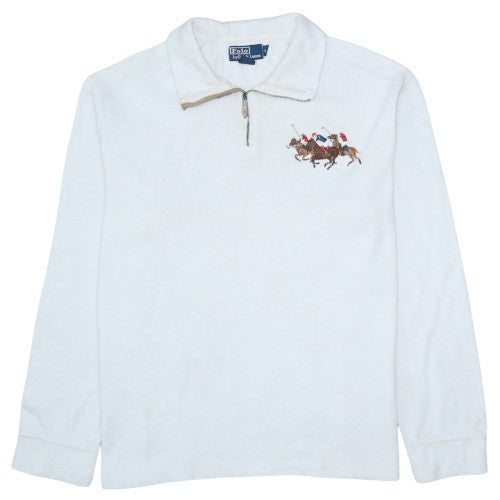 Polo Ralph Lauren Men's White 1/4 Zip Embroidered Sweatshirt L