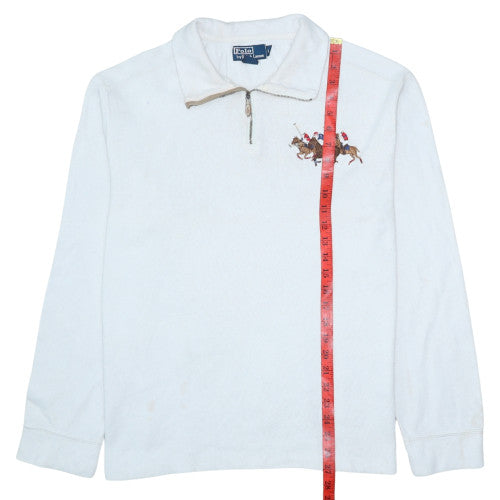 Polo Ralph Lauren Men's White 1/4 Zip Embroidered Sweatshirt L