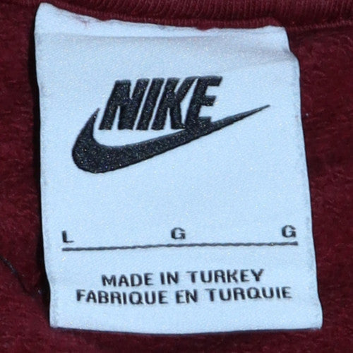 Nike Men's Red Embroidered Logo Crew Neck Sweatshirt Size L