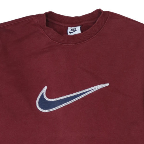 Nike Men's Red Embroidered Logo Crew Neck Sweatshirt Size L