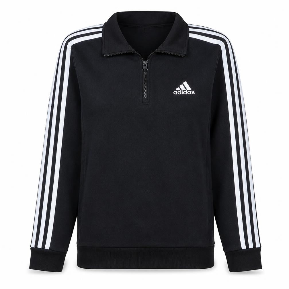 Front view of Adidas Women Black 1/4 Zip Sweatshirt, size M, Classic Pullover Top