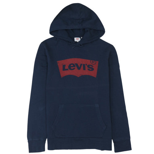 Levi's Men's Blue Pullover Hoodie L Logo Print Classic Style
