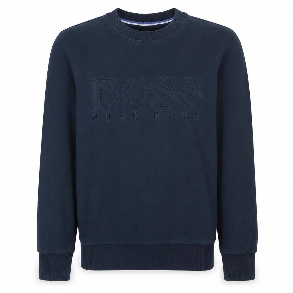 Hugo Boss Mens Blue Crew Neck Logo Sweatshirt Size M